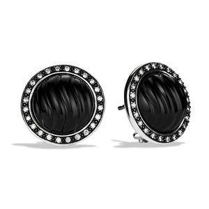 DAVID YURMAN Black Onyx Diamond Button Earrings